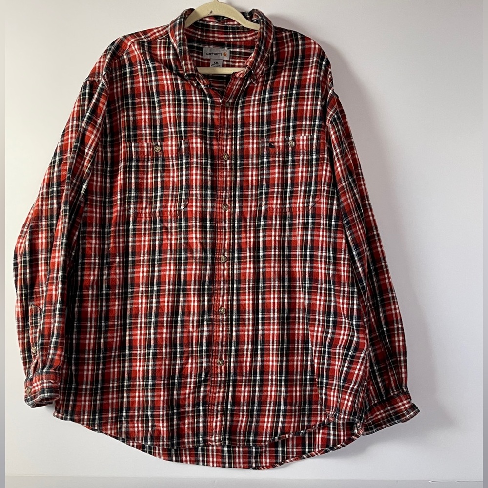 Carhartt Red and Black Plaid Button Down Shirt